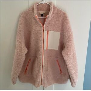 Pink/Creme teddy bear fleece jacket from Universal Thread